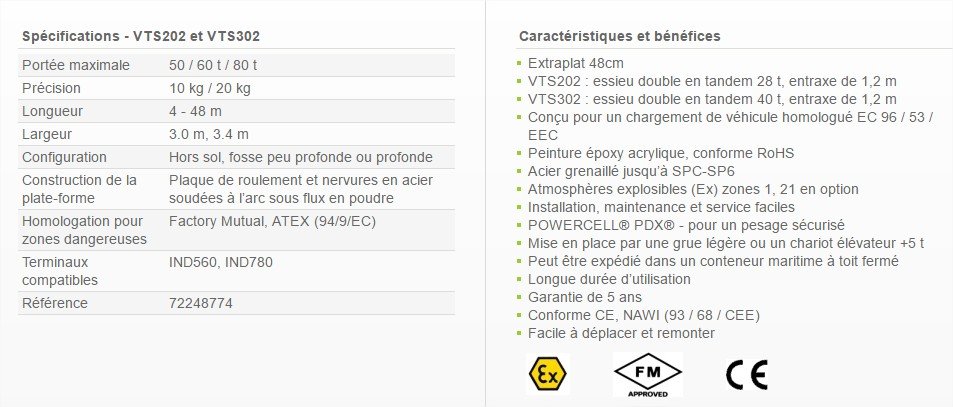 Ponts-bascules VTS202 et VTS302