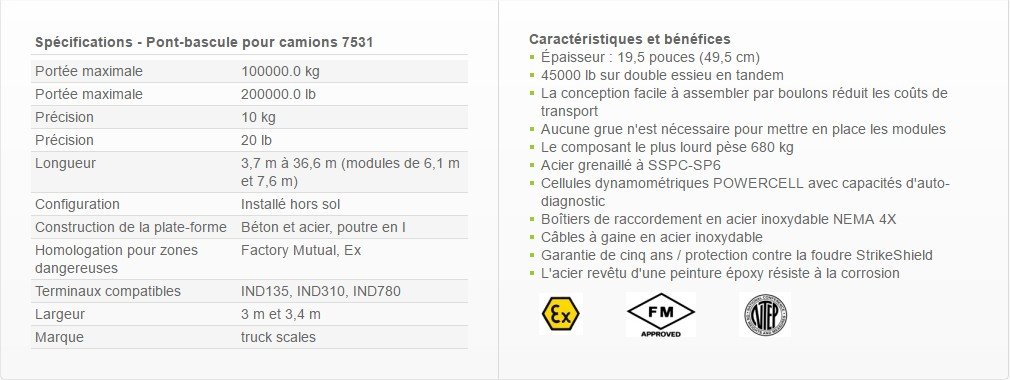 Pont-bascule pour camions 7531